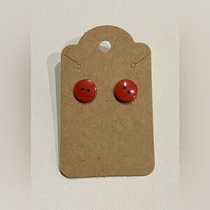 2/$15- Red Button Stud Christmas Holiday Earrings